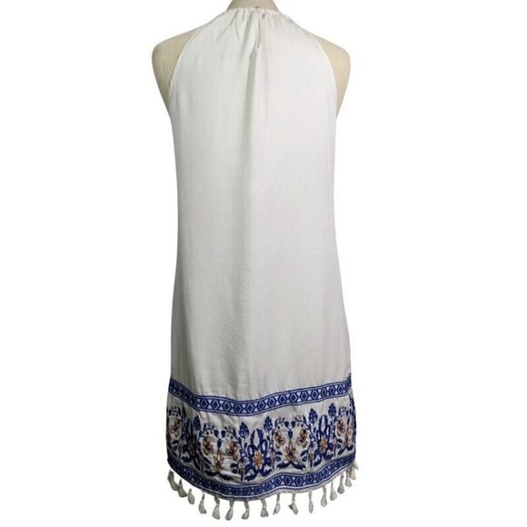 Skies Are Blue Dress Womens Small Floral Boho Embroidered Fringe Halter Summer - Picture 4 of 14